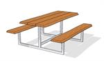 Bord og bænkesæt - Stel af Varmgalvaniseret stål- med naturplanker